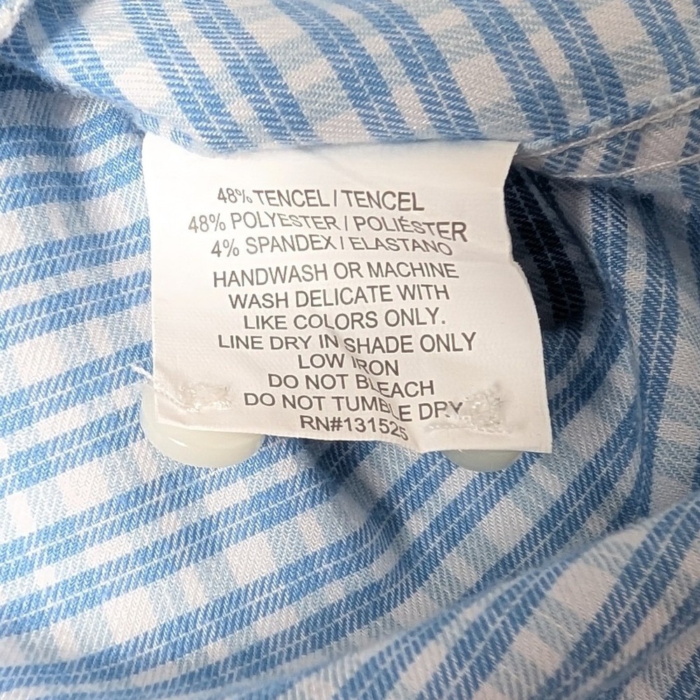 Savannah Button Down Shirt Mens XL Blue White Check Tencil Blend Long Sleeve - Picture 4 of 6